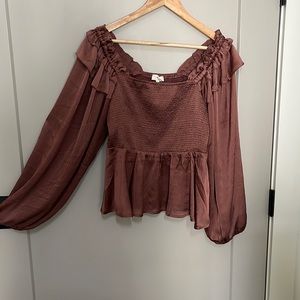 Long Sleeve Peplum Blouse